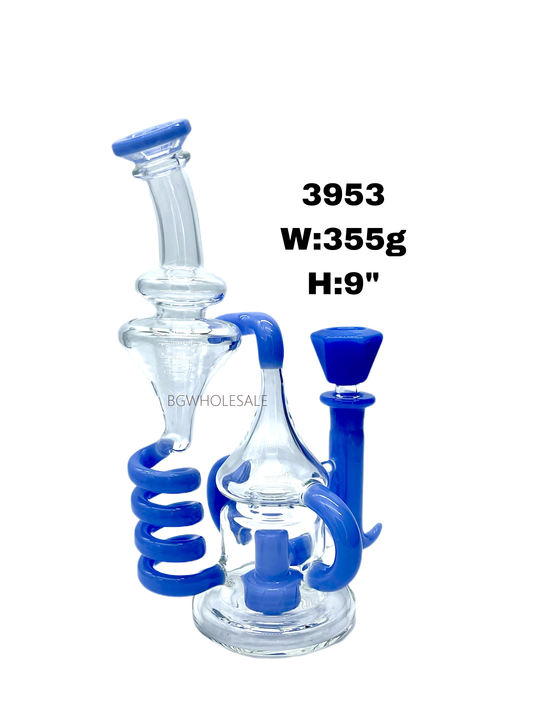 9" Showerhead Perc Coil Recycler Glass Dab Rig