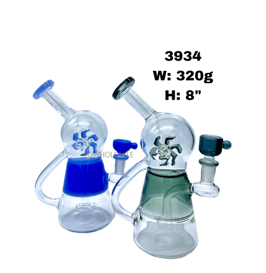 8" Turbine Showerhead Perc Recycler Glass Dab Rig