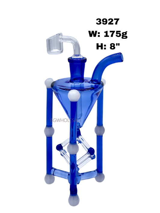 8" Pyramid Cube Glass Recycler Dab Rig