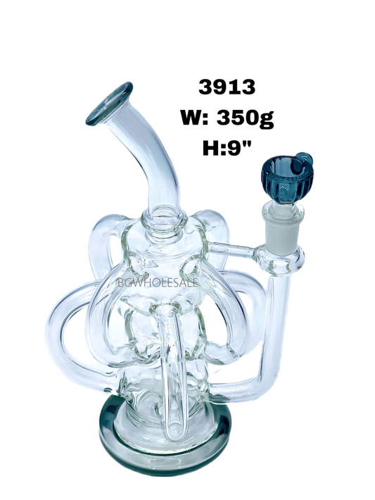 9" Clear  Glass Recycler Dab Rig