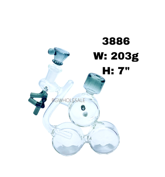 7" Triple Drums Recycler Glass Dab Rig