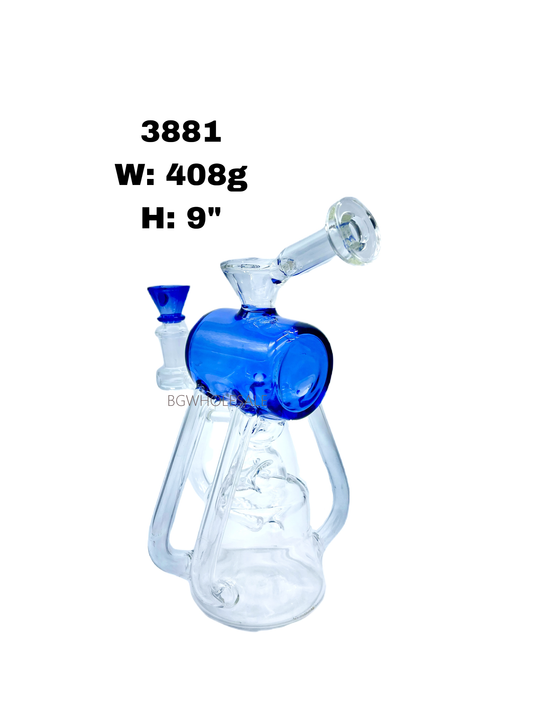 9" Recycler Glass Dab Rig Beaker Base and Drum Chamber