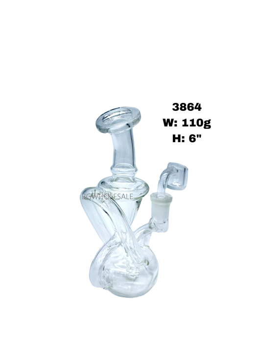 6" Clear Glass Recycler Dab Rig with Quartz Banger