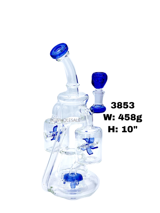 10" Recycler Dab Rig with Dual Turbin Percs and One Showerhead Perc