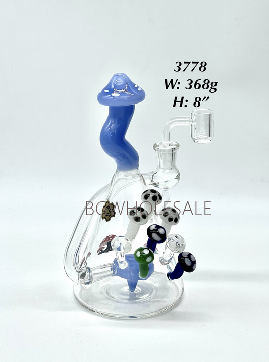 8" Beaker Mushroom Recycler Dab Rig with Quartz Banger