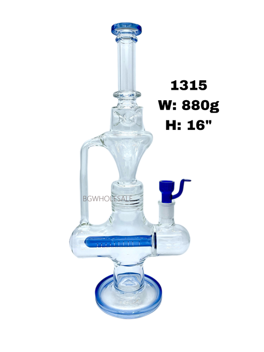16“ Huge Inline Perc Glass Water Pipe Recycler Dab Rig