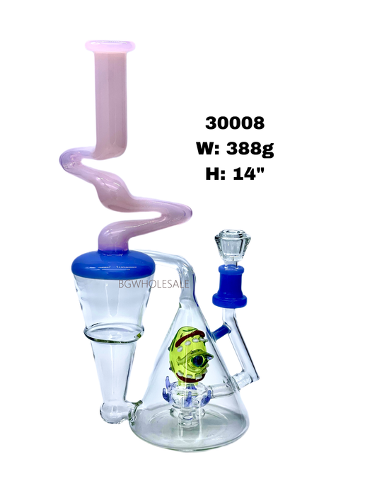 14" Tall Recycler Dab Rig Perc Zig Zag Bong
