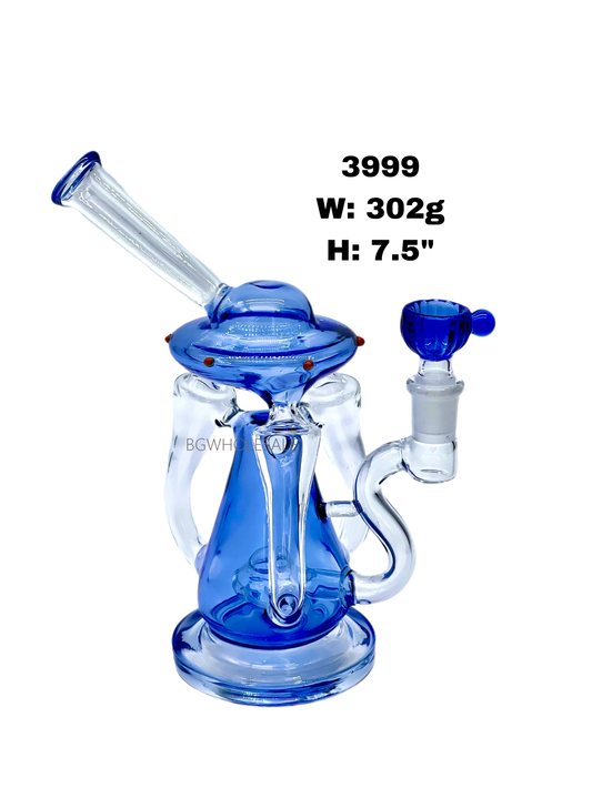 7.5" Spaceship Recycler Dab Rig Glass Perc Bong
