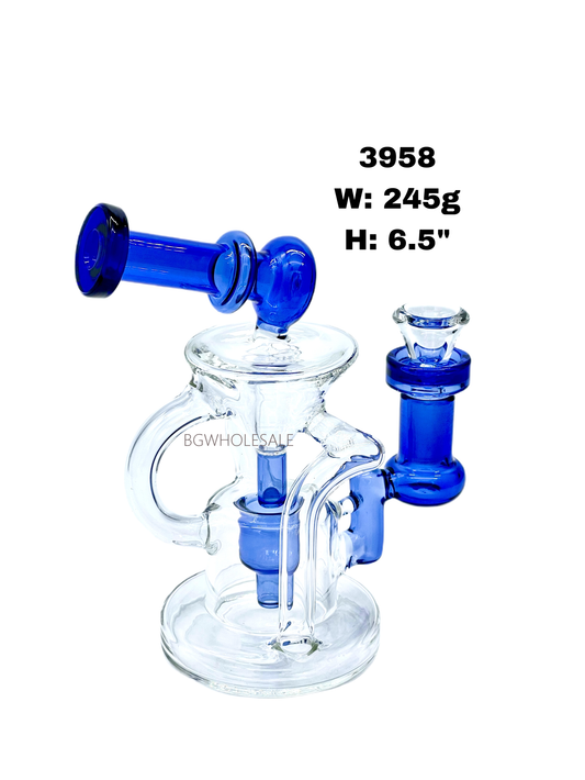6.5" Glass Recycler Dab Rig Perc Bong