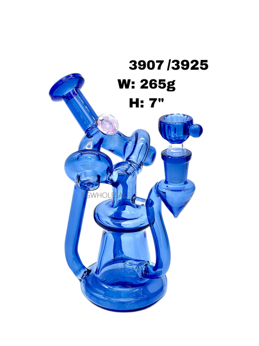 Colored Recycler Dab Rig Glass Water Pipe 7 Inch