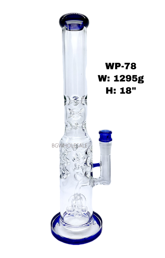 18" Premium Huge Straight Tube Glass Perc Bong with Ice Catcher