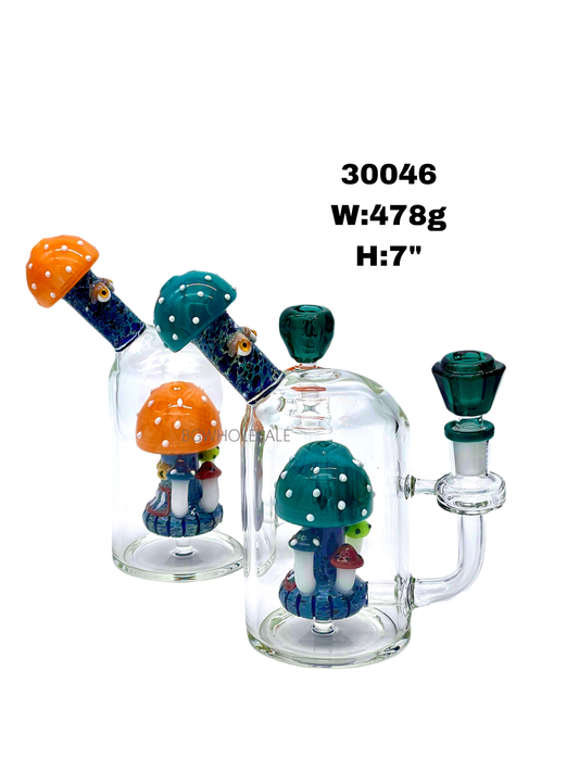 7" Showerhead Perc Cloche Glass Water  Pipe