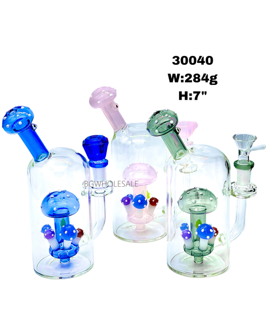 7" Cloche Glass Water Pipe  Mushroom Perc