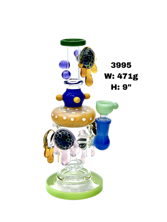 9" Honey Barrel Showerhead Perc Bong Water Pipe