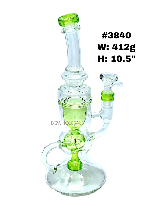 10.5" Perc Bong Recycler Glass Dab Rig
