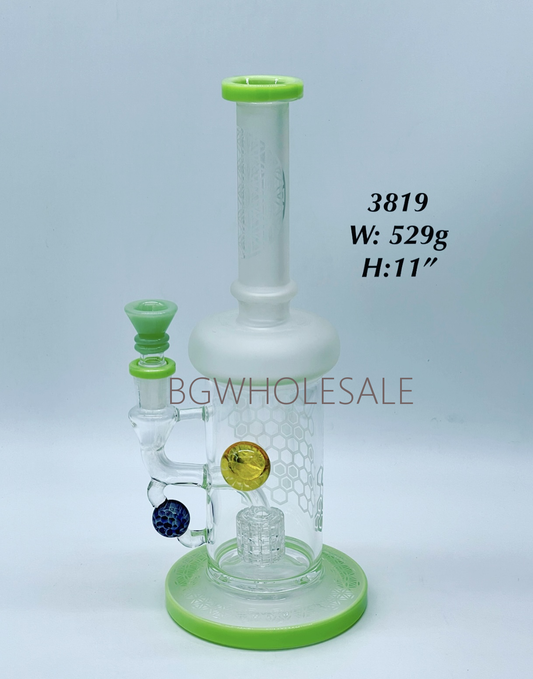 11" Honeycomb Sticker Glass Showerhead Perc Bong