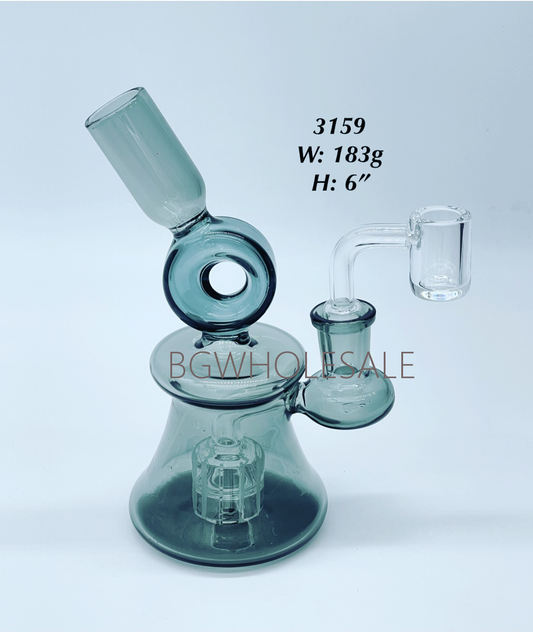 6" Glass Dab Rig with Showerhead and Donut Percolator