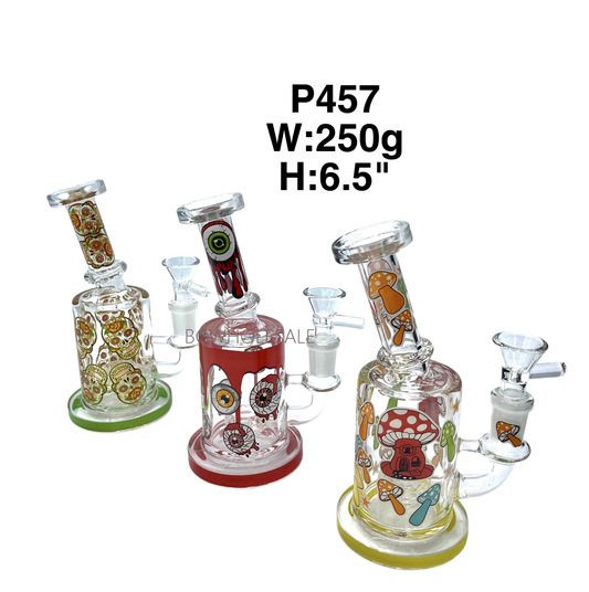 6.5" Bend Neck Showerhead Perc Bong with Stickers