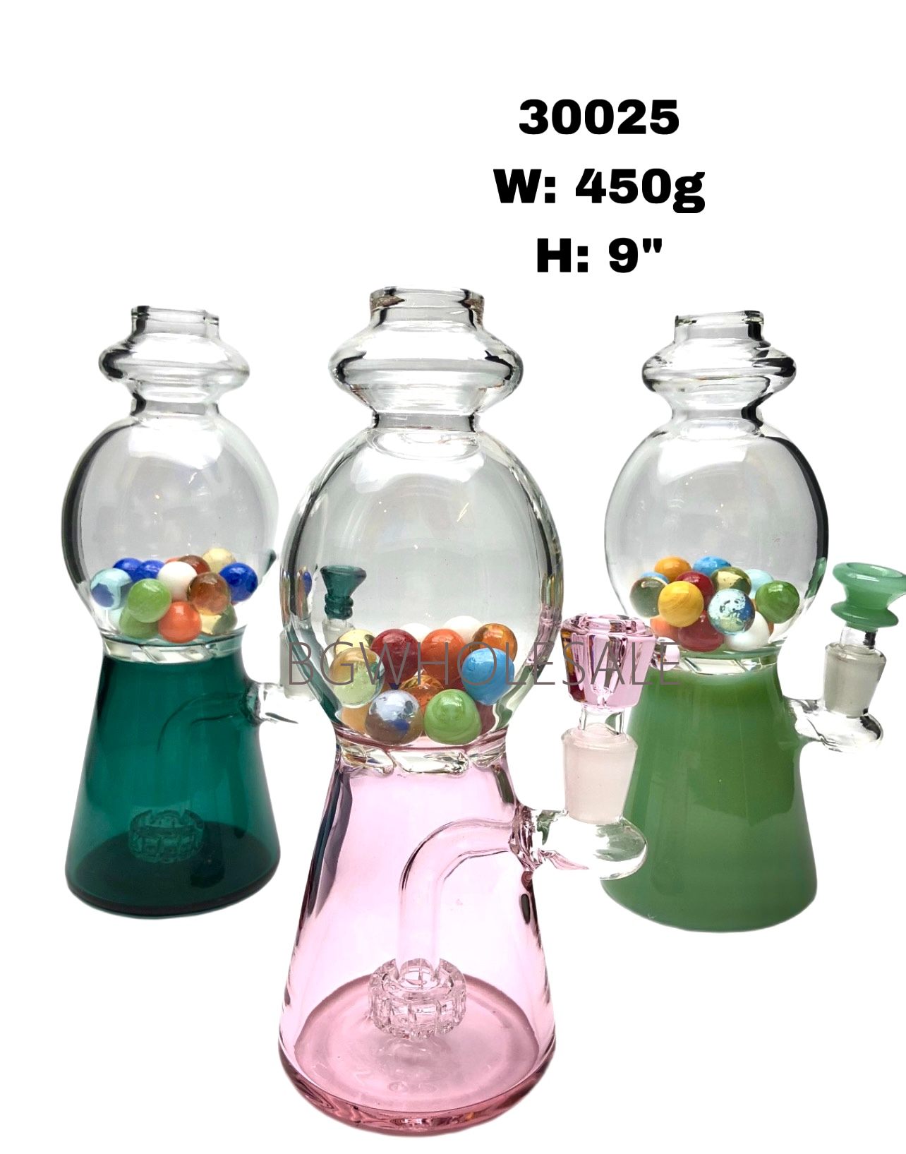 9“ Gumball Showerhead Perc Glass Bong
