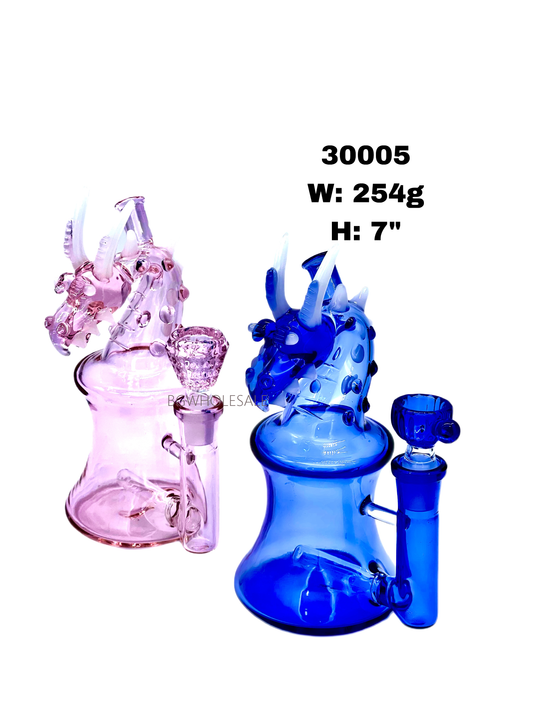 7" Inline Perc Dragon Glass Bong Water Pipe