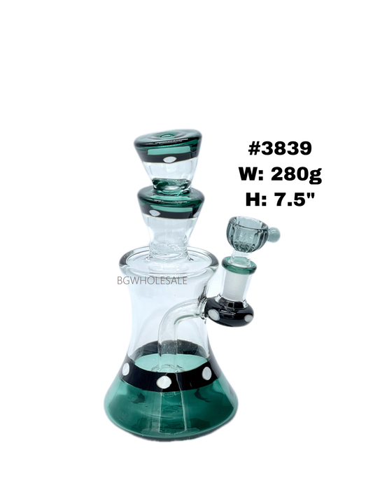 7.5" Showerhead Perc Glass Water Pipe