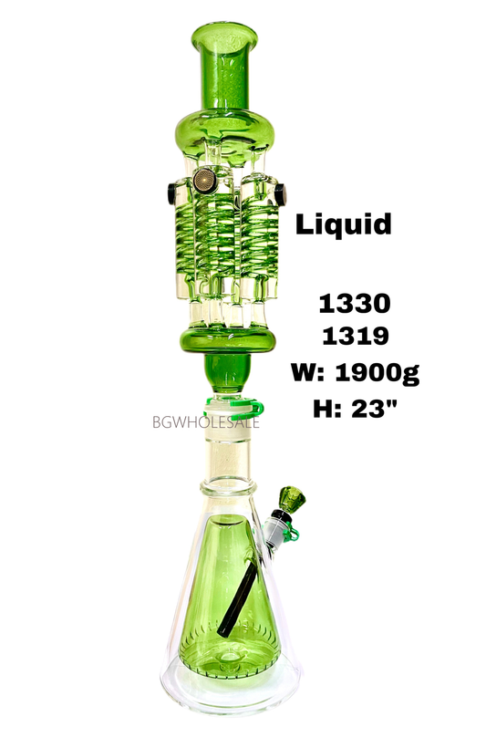 Quadruple Coil Perc Freezable Glass Water  Pipe with Detachable Beaker Base