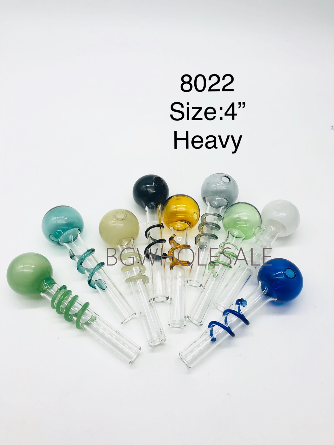 4" Glass Oil Burner Pipe with Curved Line on the Tube