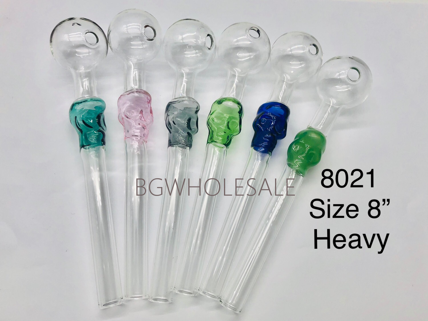 8" Glass Oil Burner Pipe with Curved Skull