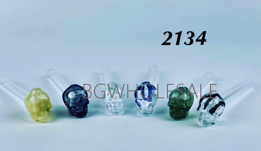 Colorful Skull  Head Chamber Glass Oil Burner Pipe