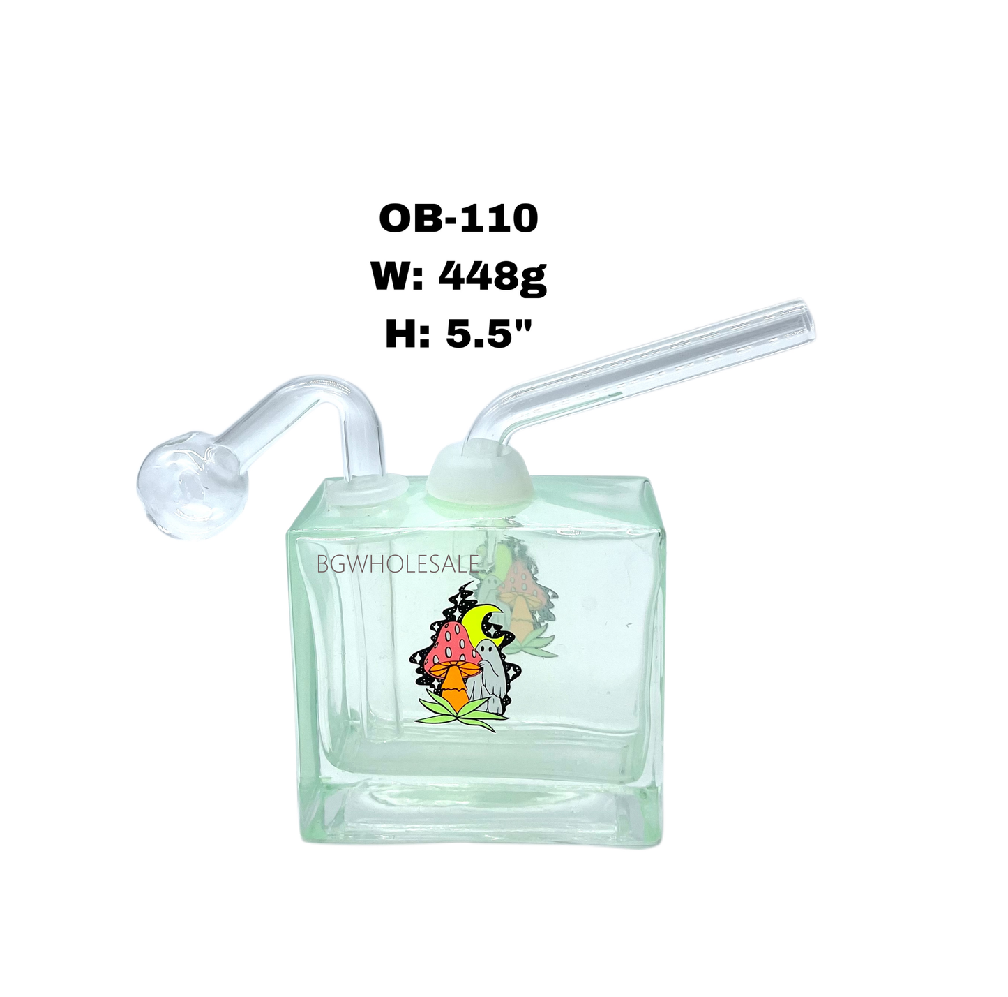 5" Colored Square Glass Oil Burner Bubbler