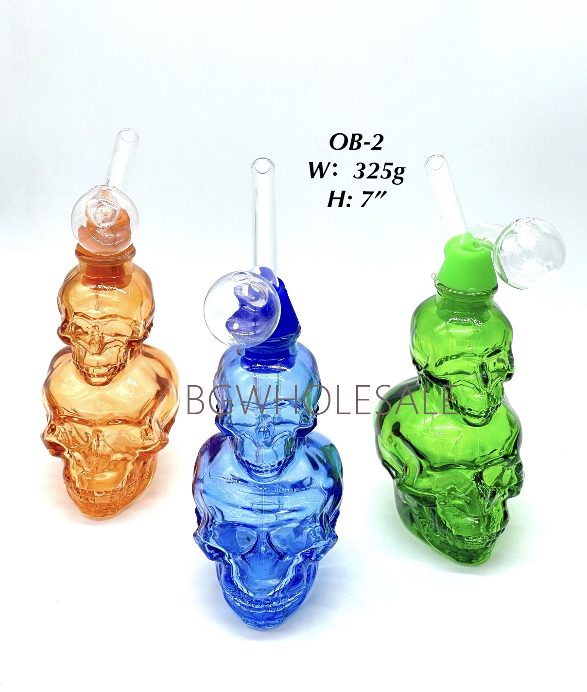 7" Double Layer Skull Head Oil Burner Bubbler