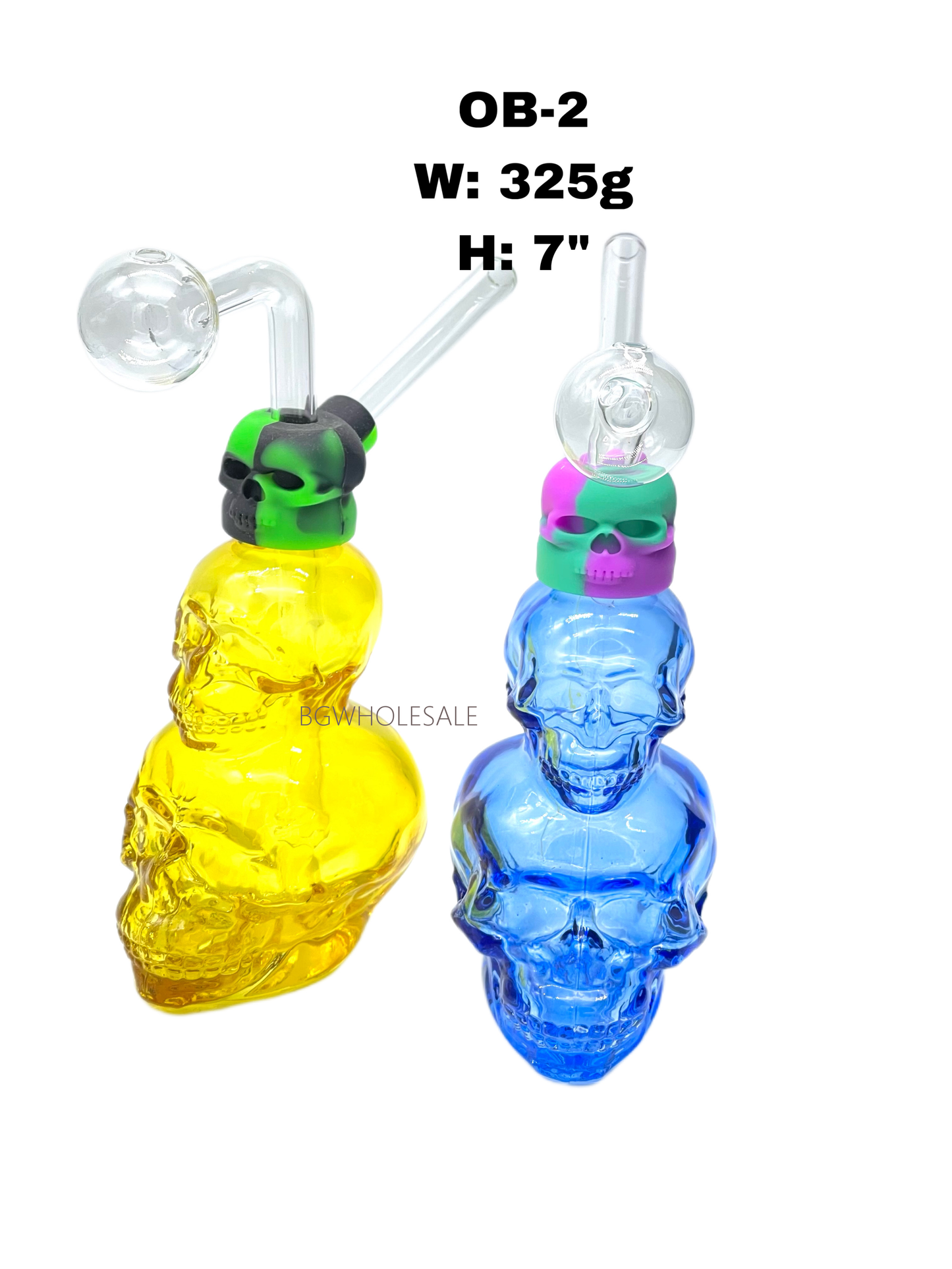 7" Double Layer Skull Head Oil Burner Bubbler