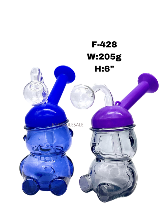 6" Bend Head Bear Glass Sniffer