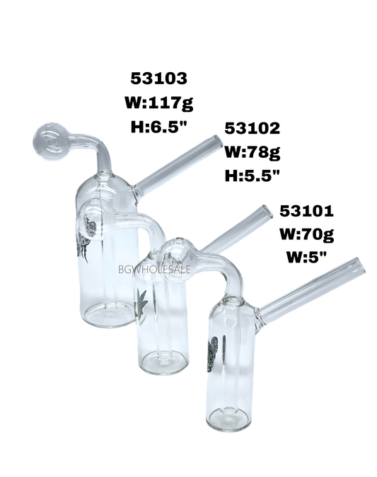 Cylinder Glass Oil Burner Bubbler with Stickers