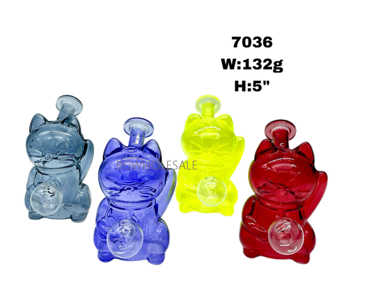 5" Fortune Cat Glass Sniffer