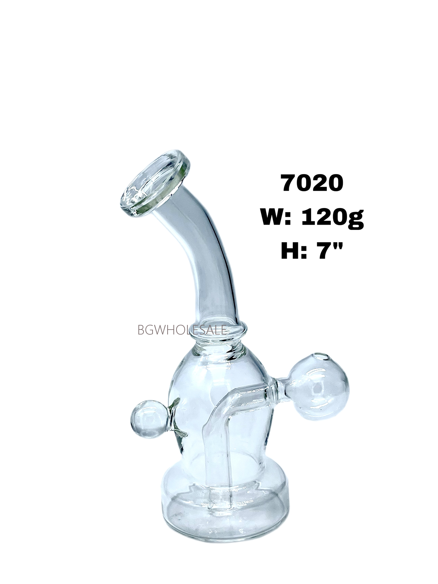 Clear Glass Oil Smoking Bubbler 7"