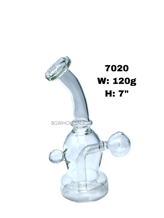 Clear Glass Oil Smoking Bubbler 7"