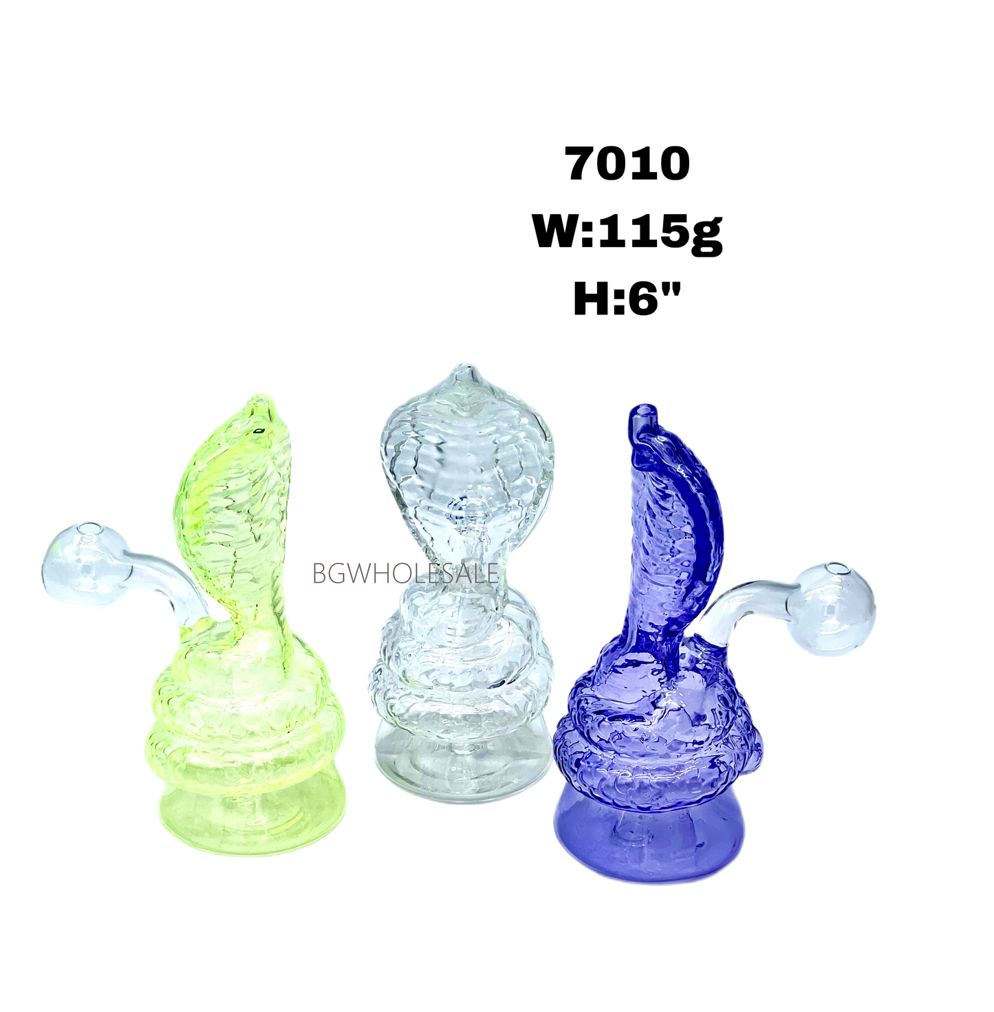6" Colored Snake Glass Oil Burner Bubbler