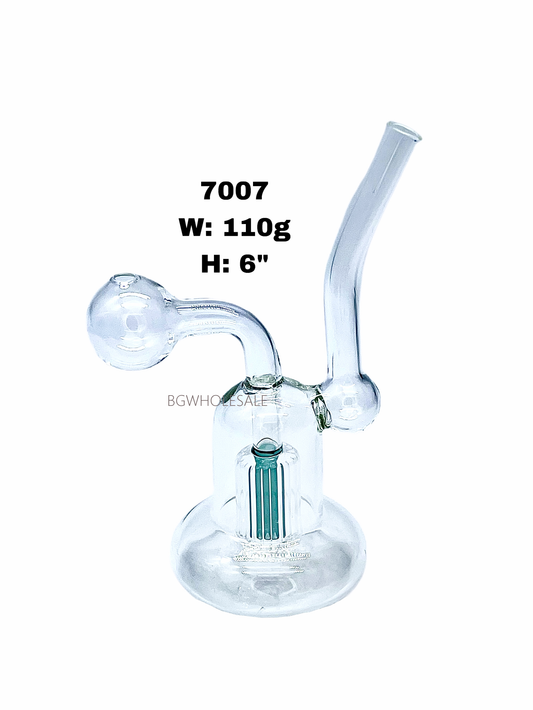 6" Glass Bubbler with Colored Perc