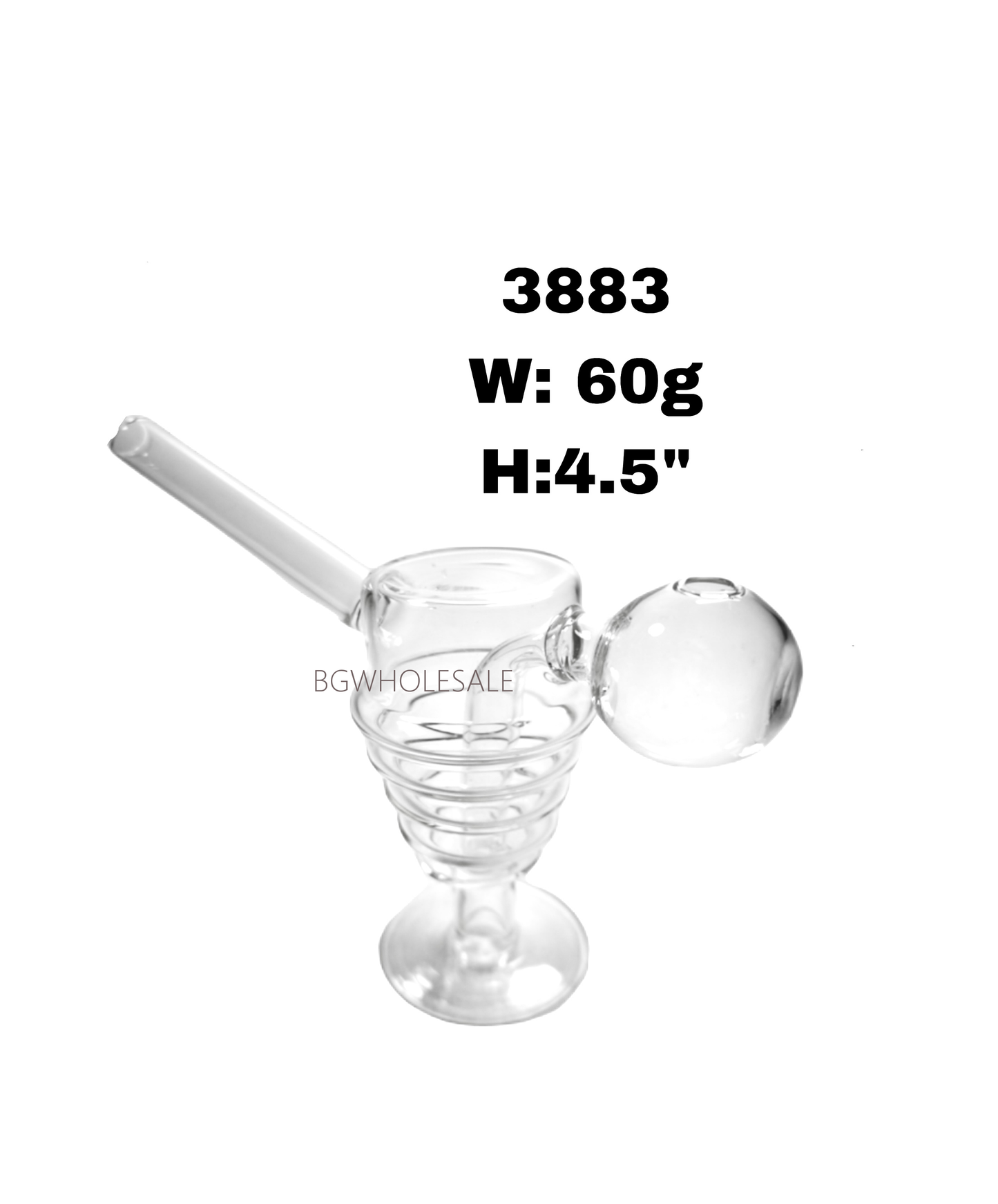 4.5" Ice Cream Clear Glass Bubbler