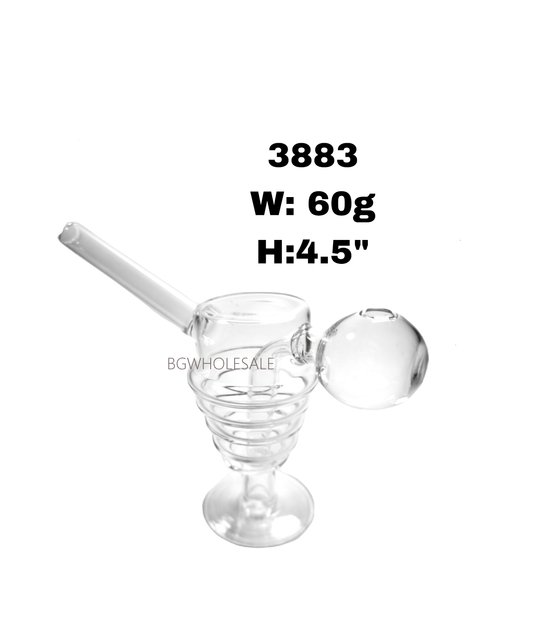4.5" Ice Cream Clear Glass Bubbler