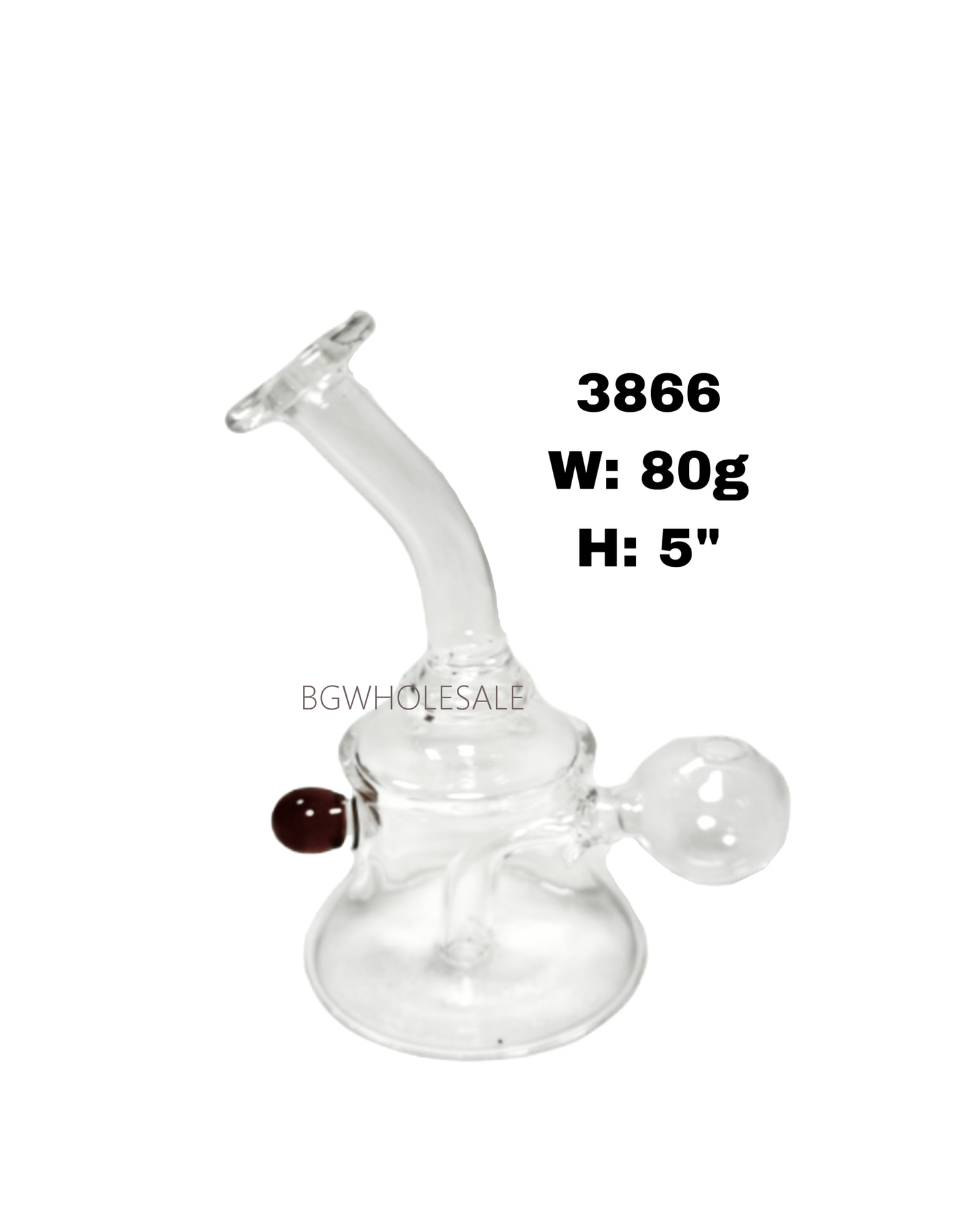 5" Glass Oil Burner Bubbler with Bead