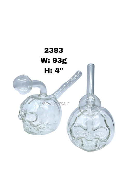 4" Clear Glass Oil Burner Pipe Ghost Pumpkin Chamber