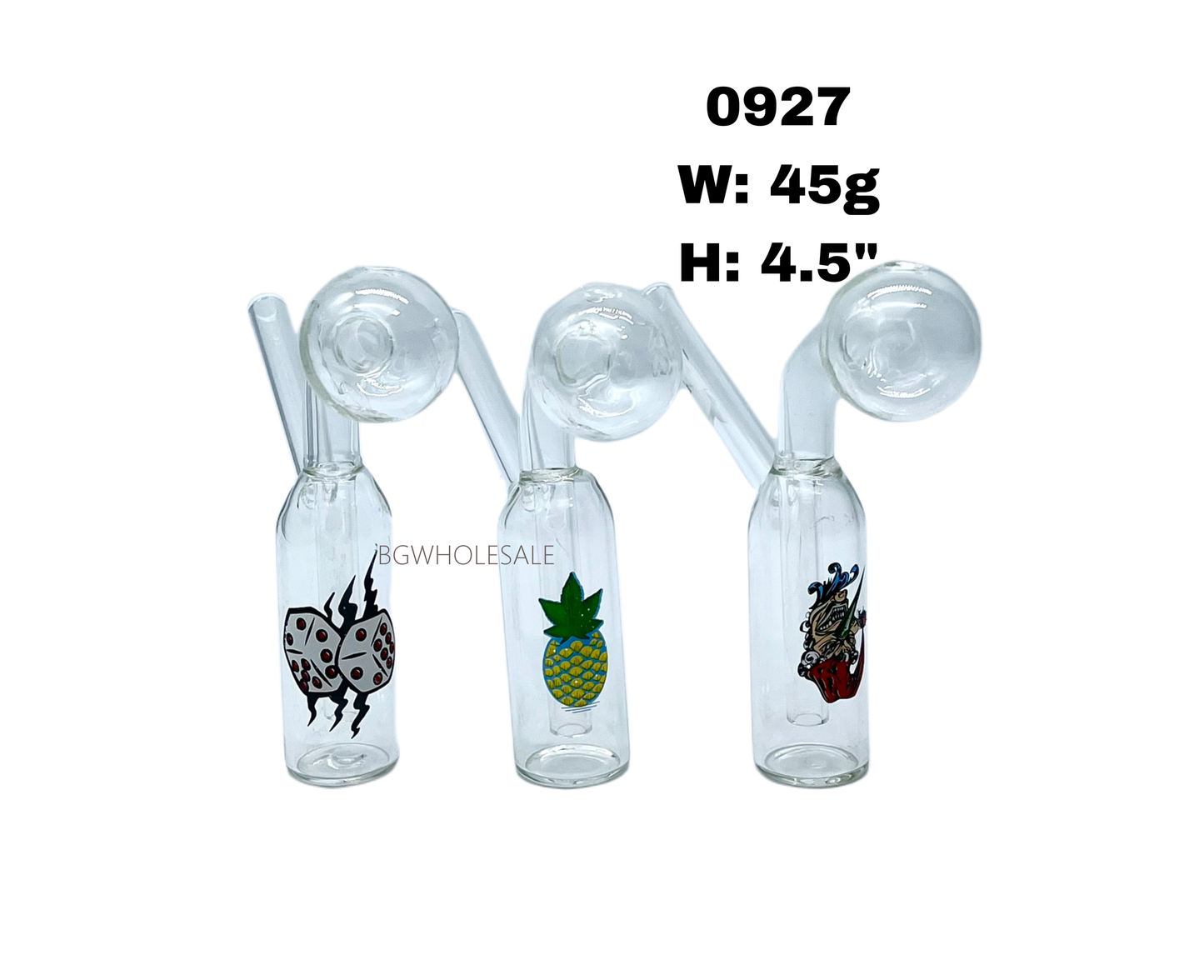4.5" Small Cylinder Glass Oil burner Bubbler with Sticker