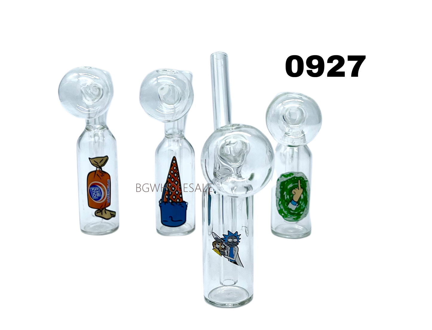 4.5" Small Cylinder Glass Oil burner Bubbler with Sticker