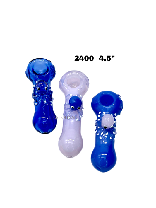4.5" Glass Spoon Pipes with Octopus
