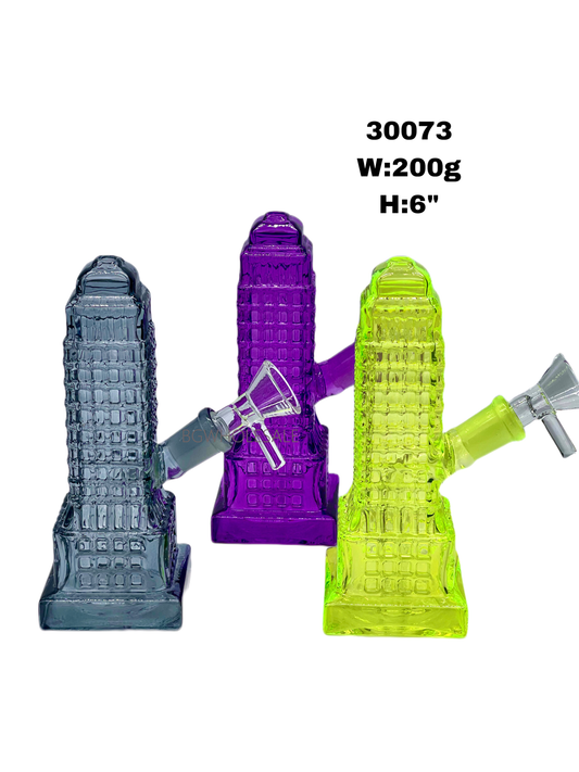 6" State Buidling Glass Water Pipe