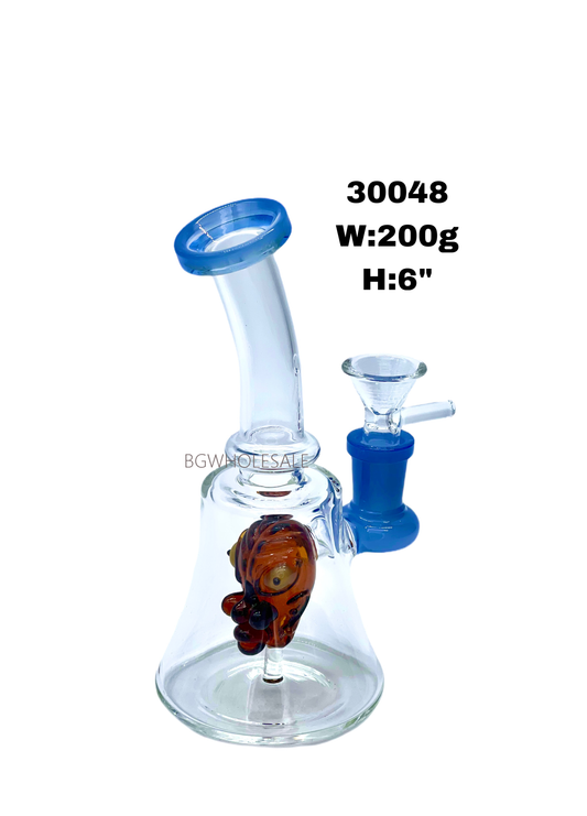 6" Clear Glass Bong with Colored Perc