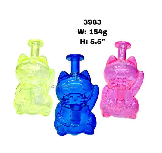 5.5" Colored Lucky Cat Glass Bong