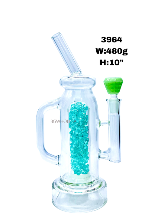 10" Clear Glass Bong with Colorful Diamond Perc